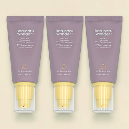 Haruharu Wonder Black Rice Pure Mineral Relief Daily Sunscreen SPF50+ PA++++ (3-Pack)