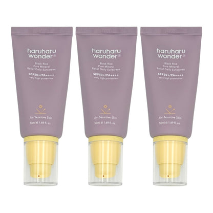 Haruharu Wonder Black Rice Pure Mineral Relief Daily Sunscreen SPF50+ PA++++ (3-Pack)