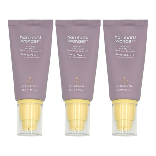 Haruharu Wonder Black Rice Pure Mineral Relief Daily Sunscreen SPF50+ PA++++ (3-Pack)