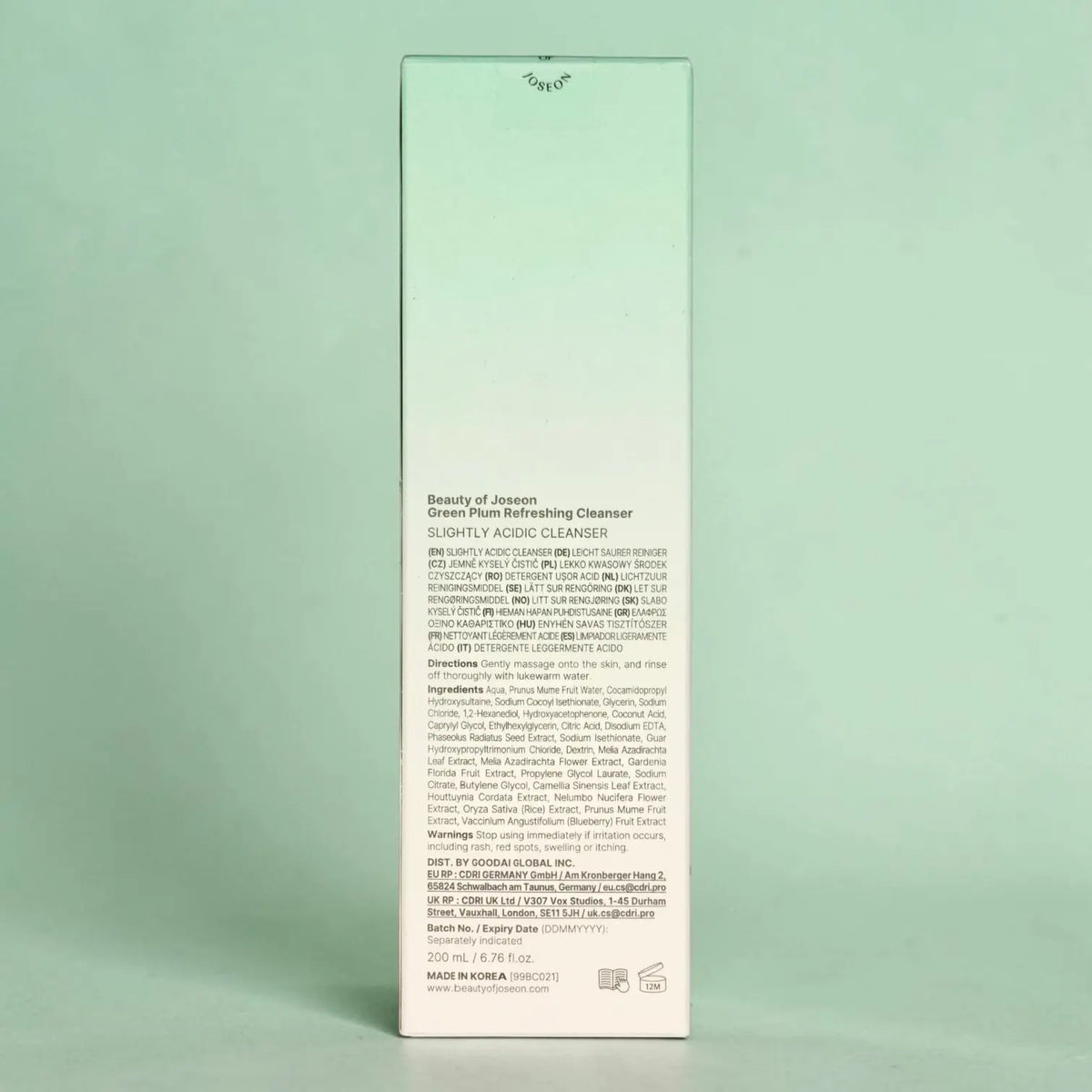 Beauty of Joseon Green Plum Refreshing Cleanser Jumbo 200ml